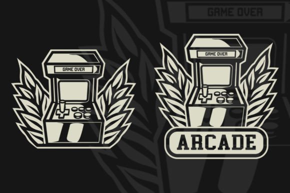 Arcade Game over Vintage Logo Adds Retro Charm to Branding Projects