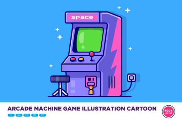 Arcade Machine Game Illustration Cartoon – A Craft-Friendly Graphics Pick for Cricut, Stickers & Handmade Goods