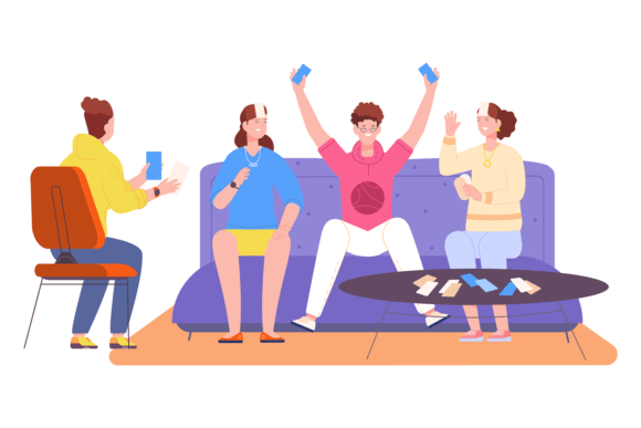 Friends Playing Party Guessing Game Graphics for Crafters & Etsy Sellers
