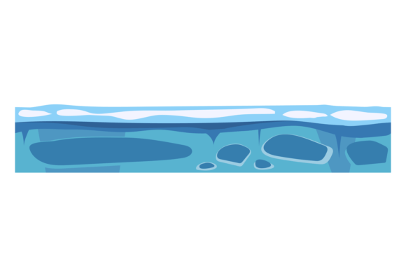 Frozen Seamless Ground. Cartoon Game Ice Graphics for Digital Sellers