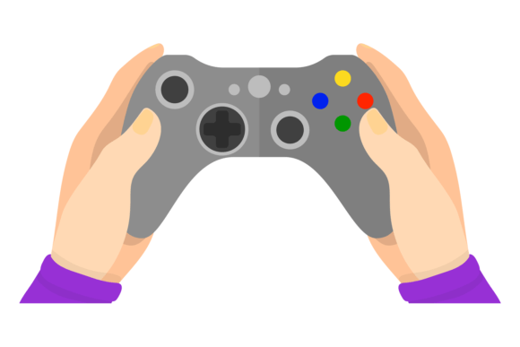 Hands Hold Gamepad. Video Game Controlle